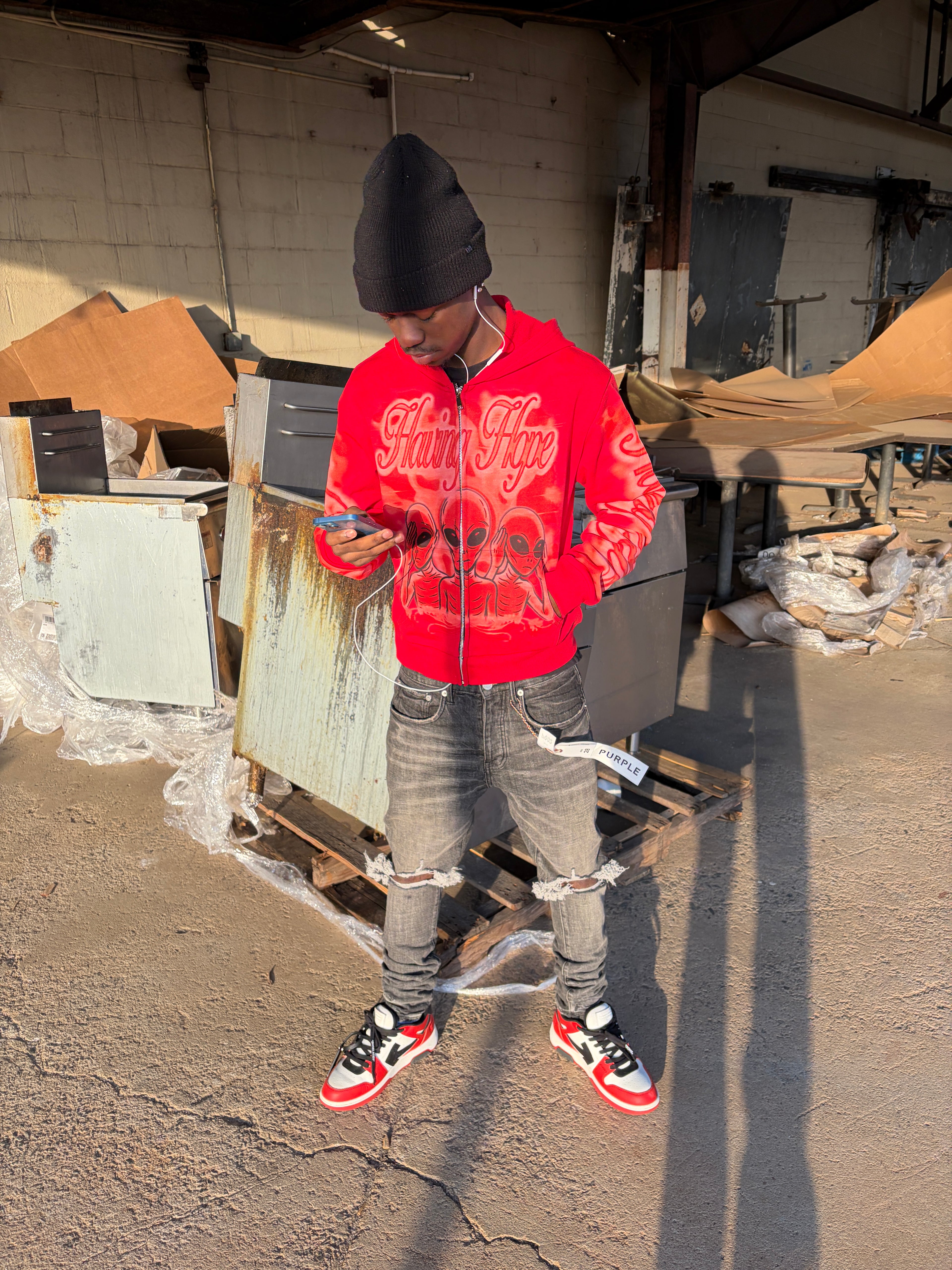 Red “ Alien Outer Space ” Zip Up (PreMade)