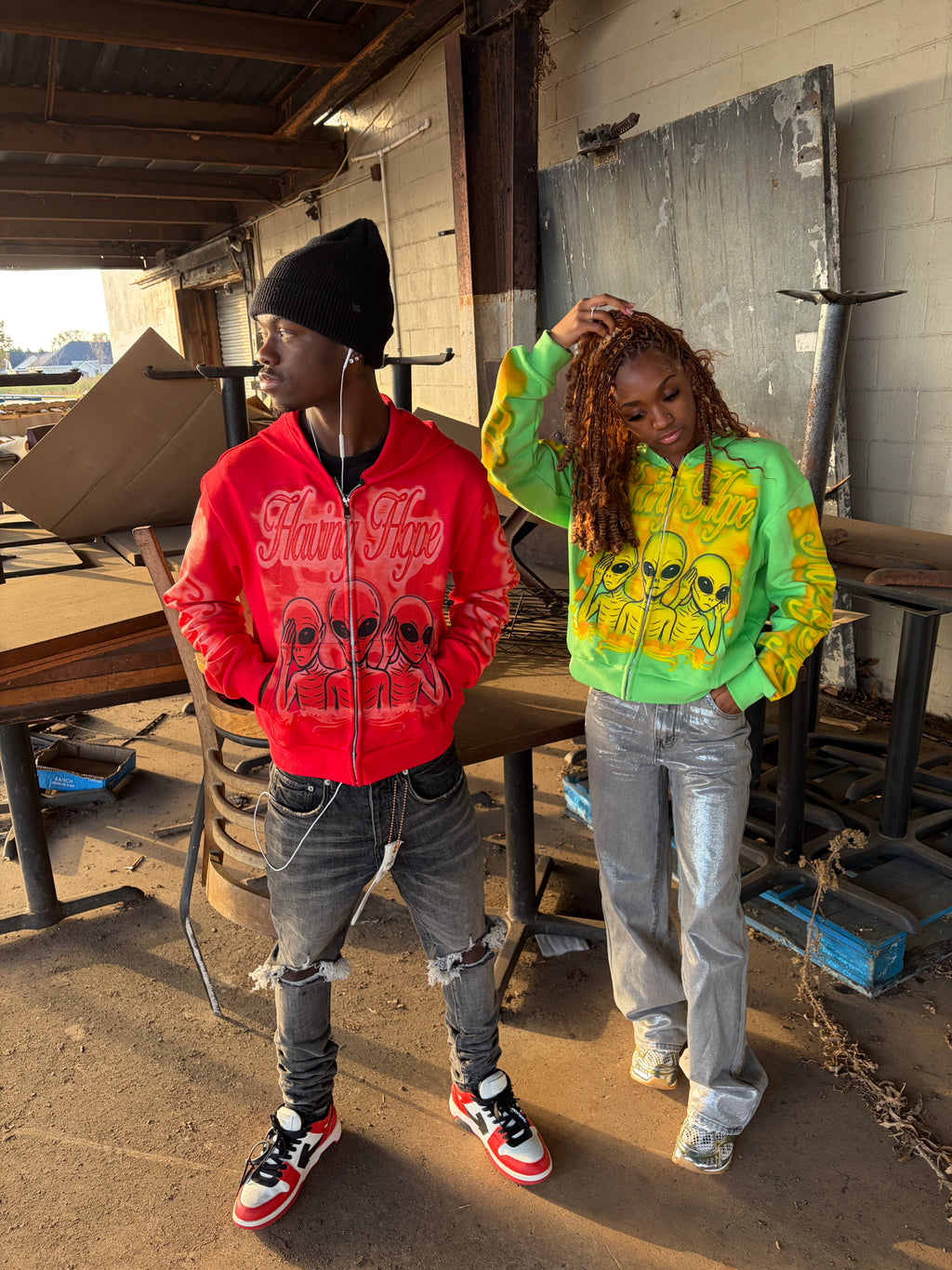 Red “ Alien Outer Space ” Zip Up (PreMade)