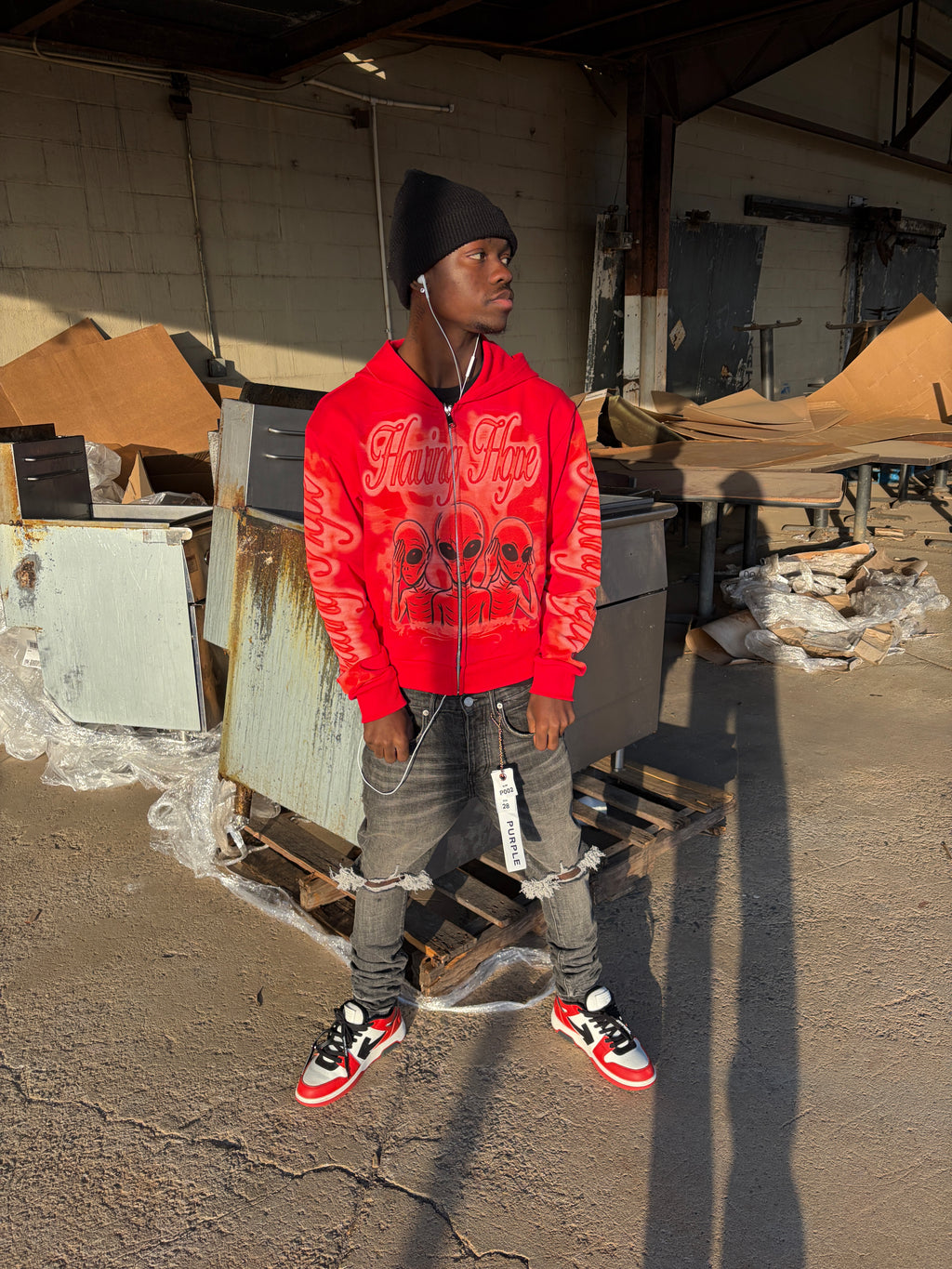 Red “ Alien Outer Space ” Zip Up (PreMade)