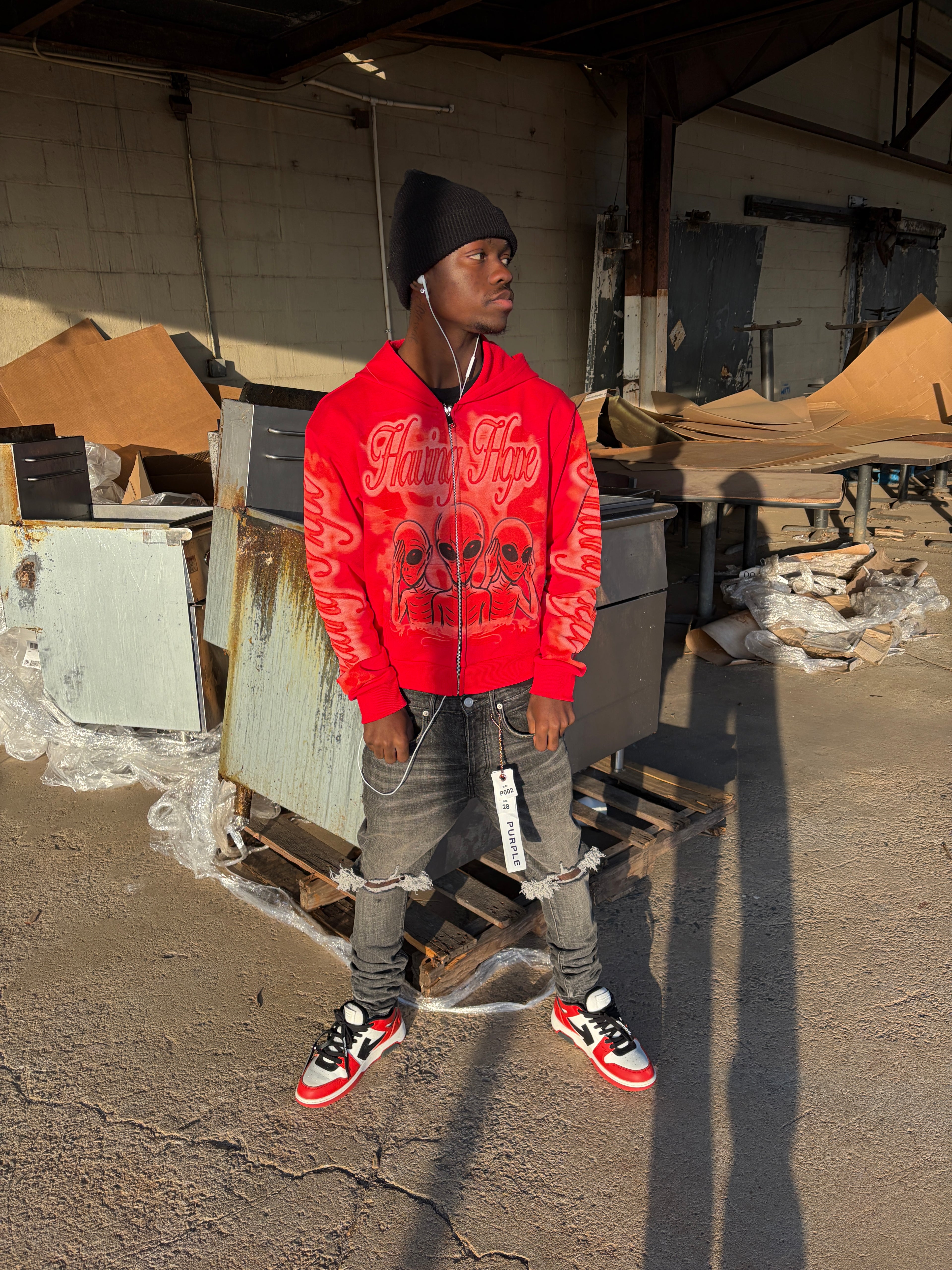 Red “ Alien Outer Space ” Zip Up (PreMade)